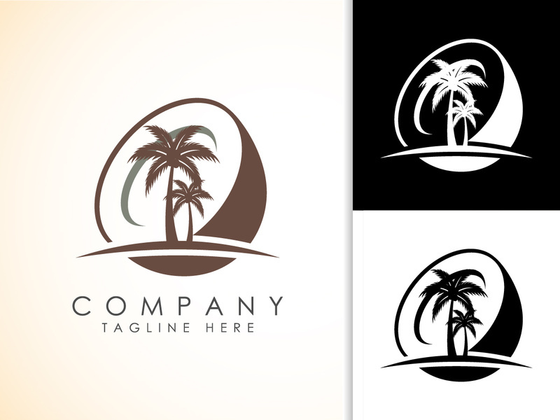 Coconut tree logo design. Nature product coconut oil emblem