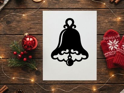 Christmas Bell Icon with Holly for Holiday Decorations and Greetings