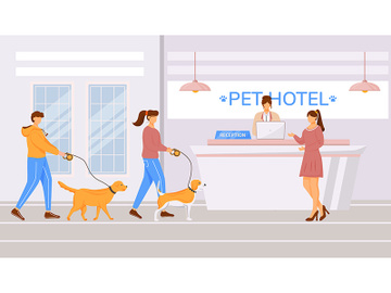 Pet hotel hall flat color vector illustration preview picture