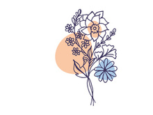 Line Art Flower, Canvas Print Decoration