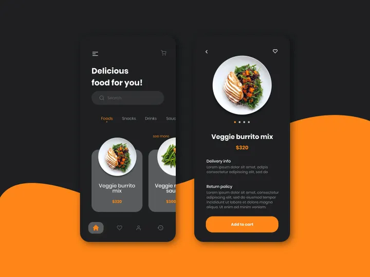 Dark Food App UI