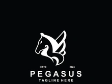 Pegasus horse Logo minimalist, Line art, Modern simple mascot, Mystic premium emblem