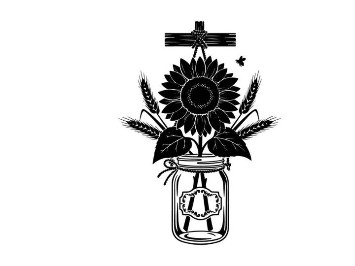 Silhouette of sunflower in a mason jar vase