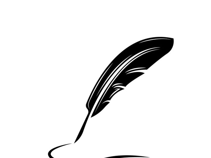 Feather quill design icon and logo illustration classic stationery