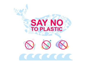Say no to plastic in ocean flat concept icons set preview picture
