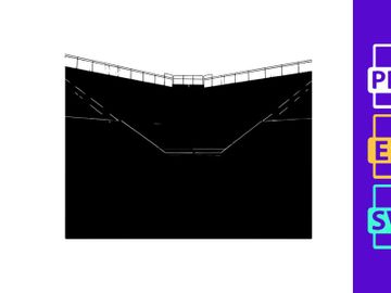 A large empty stadium with rows of seats and a metal railing preview picture