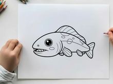 Cute cartoon fish swimming vector illustration flat design