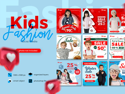 Kids Fashion Winter Sale Social Media Post template