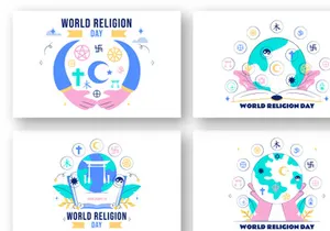 10 World Religion Day Illustration