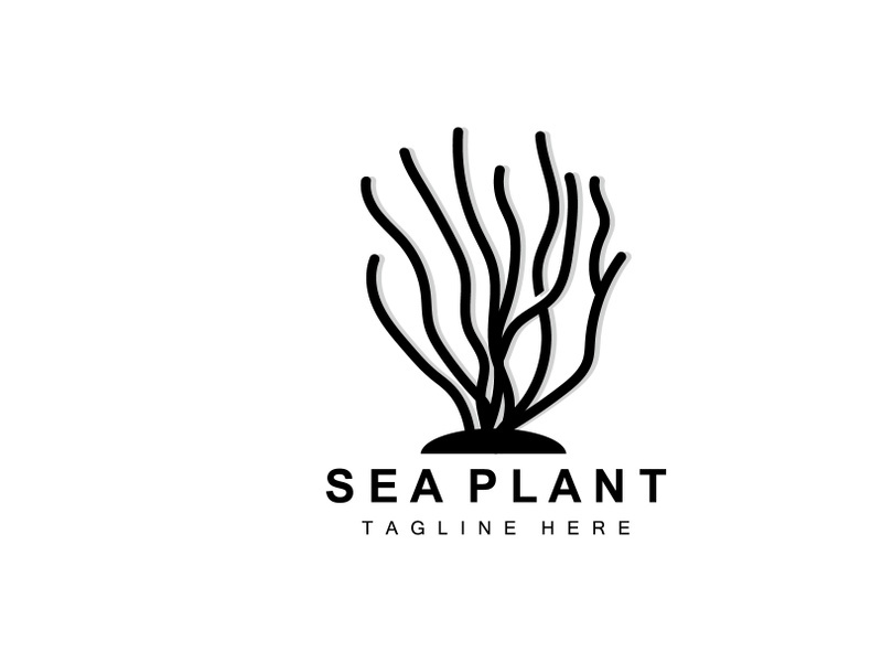 Seaweed Logo, Sea Plants Vector Design, Grocery And Nature Protection