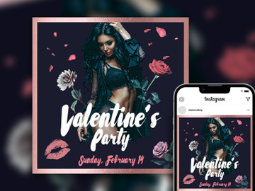 Free Elegant Border Floral Valentine’s Day Party Instagram Post Template preview picture