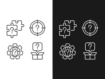 Searching of new problem solutions linear icons set preview picture