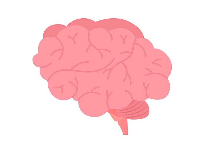 Brain semi flat color vector element