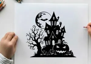 haunted house halloween night vector illustration