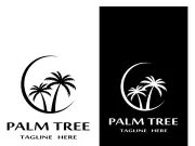 Palm tree summer logo design with creative ideas.