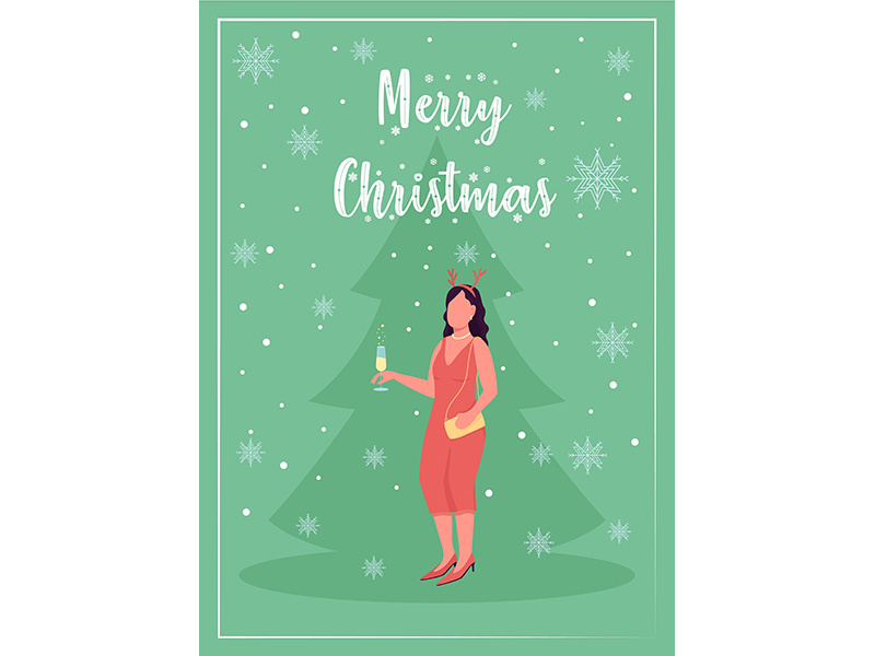 Christmas party celebration greeting card flat vector template
