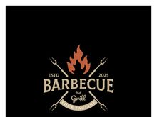 Simple Barbecue Vintage hot grill, with crossed flames and spatula. Logo for restaurant, badge, cafe and bar.vector
