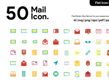 50 Mail Flat Icon preview picture