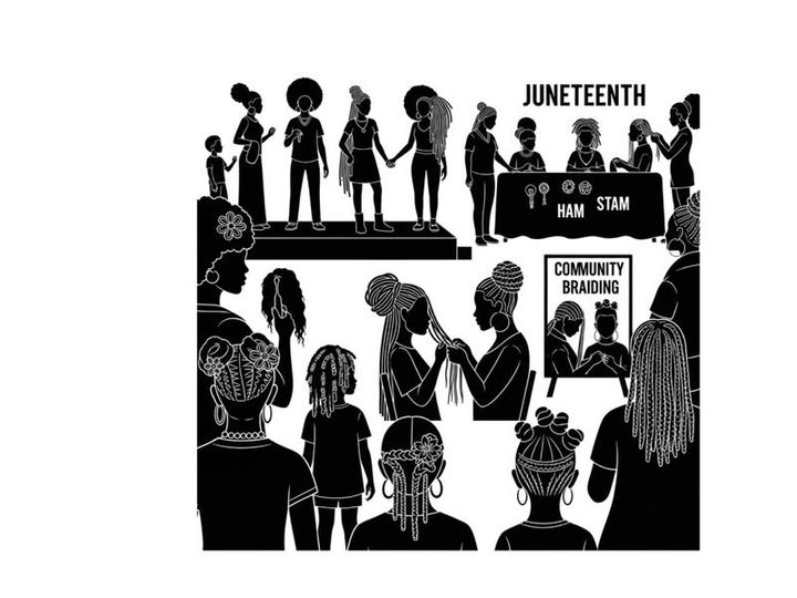 Juneteenth celebration silhouette of community and freedom