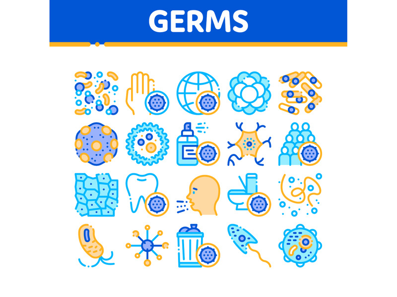 Bacteria Germs Vector Sign Icons Set