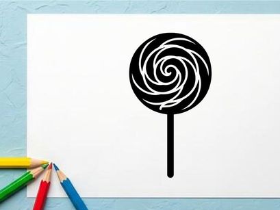 Lolipop Preto e Branco em Haste para Temas de Doces e Sobremesas