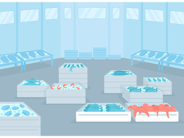 Wholesale seafood facility flat color vector illustration preview picture
