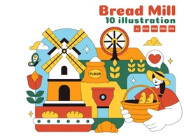 10 Traditional Bread Mill Illustration preview picture