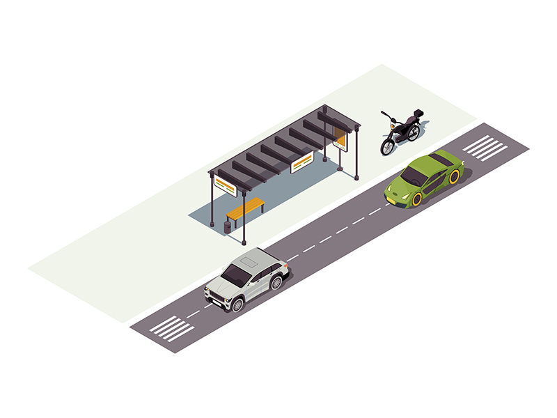 Waiting station isometric color vector illustration