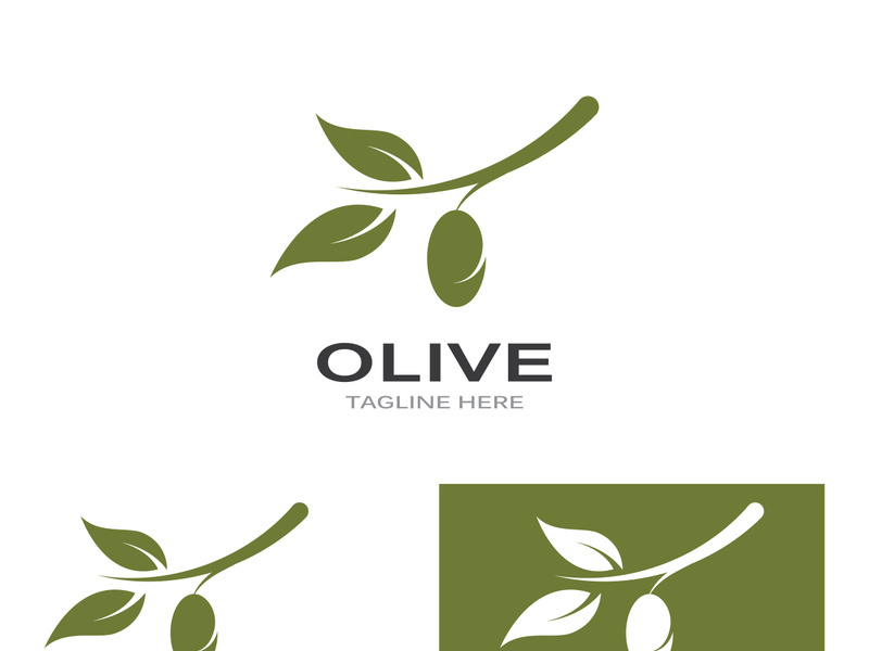 Branched olive fruit logo with creative idea.