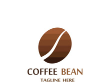 Coffee bean logo for cafe, business, label.