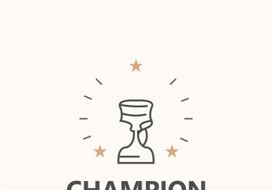 Modern trophy line art logo winner and championship cup design, minimalist simple element