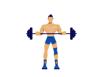 Athlete with barbell flat color vector faceless character preview picture