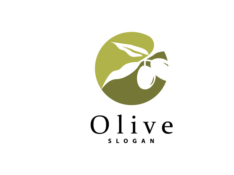 Olive Oil Logo, Olive Leaf Plant Herbal Garden Vector