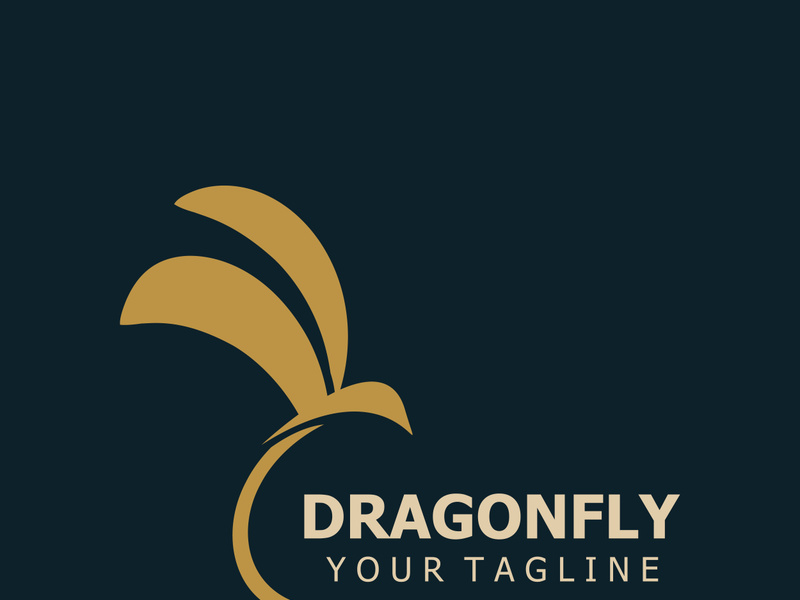 Dragonfly logo design modern and elegant minimalist color style monoline illustration