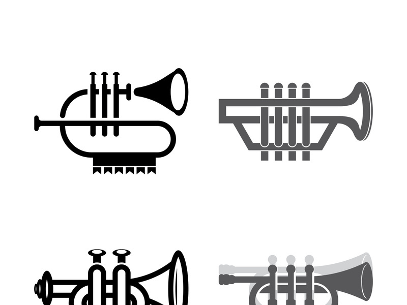 Musical instrument simple icon trumpet for jazz music logo design