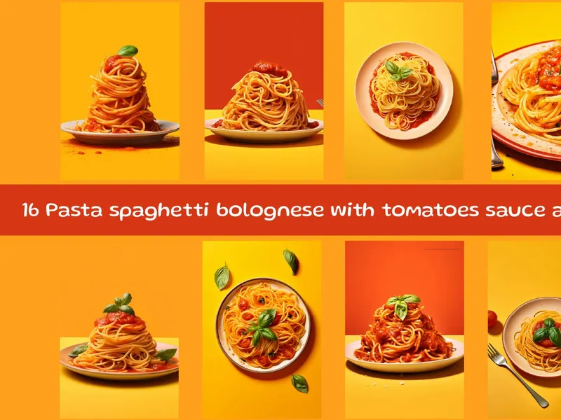 Pasta spaghetti bolognese with tomatoes sauce and basil