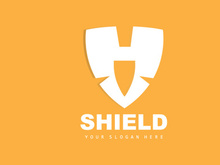 Shield Logo, Safe And Strong Security Vector, Design, Protection Simple Style, Template Brand Icon
