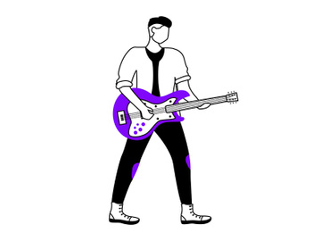 Guitarist flat contour vector illustration preview picture