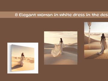 Elegant woman in white dress in the desert preview picture