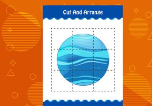 10 Pages Cut and arrange with a planet worksheet for kids. Educational game for children