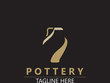 Pottery logo design handmade, creative traditional mug craft sign concept inspiration nature workshop