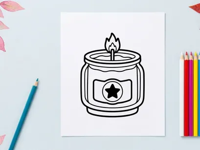 Halloween candle icon. Spooky burning wax light with star symbol for holiday design.