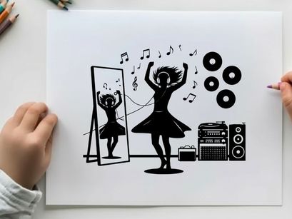 Silhouette of a woman dancing to music silhouette