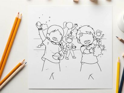 Children eating ice cream happy summer day vector illustration