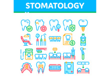 Stomatology Collection Vector Thin Line Icons Set