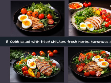 Cobb salad with fried chicken, fresh herbs, tomatoes and eggs preview picture
