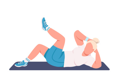 Sportswoman doing crunches flat color vector faceless character preview picture