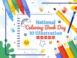 10 National Coloring Book Day Illustration preview picture