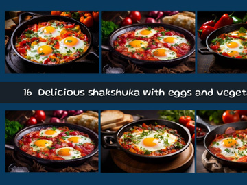 Delicious shakshuka with eggs and vegetables preview picture