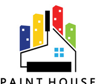 logo icon illustration house paint with a blend of brushes and rollers for house wall paint design, minimalist house, painting, interior, building, property business, wallpaper, vector concept